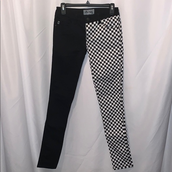 Royal Bones Denim - Royal Bones Skinny Pants Black & White Checkers